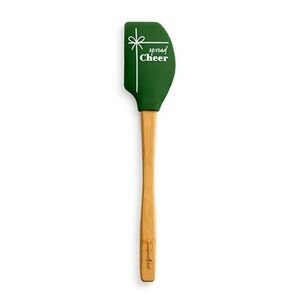 Pampered Chef Green Silicone Spatula with Bamboo Handle